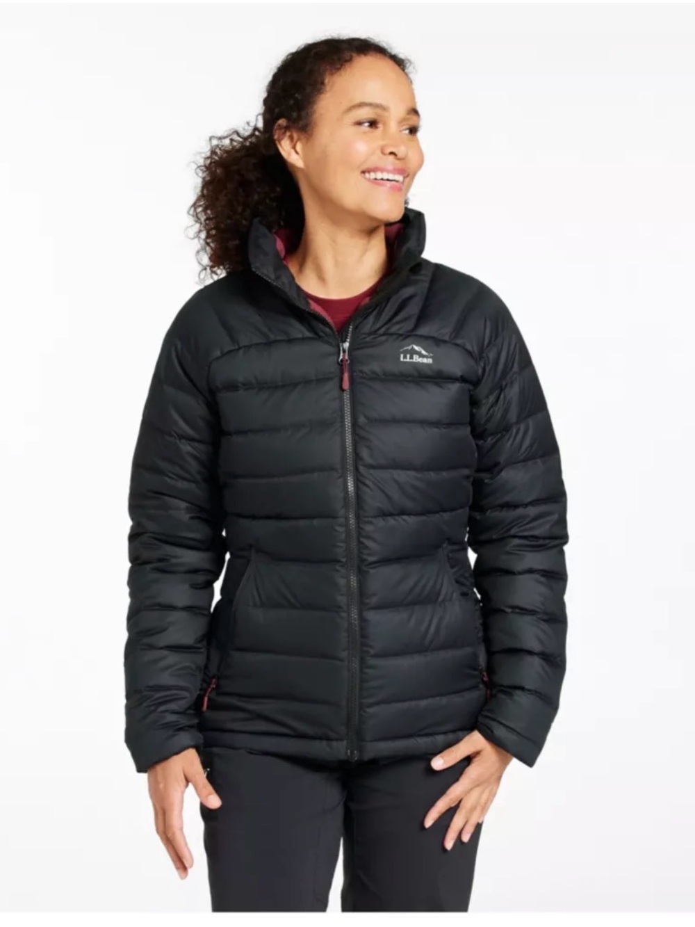Small L.L. Bean Black Puffer Jacket with Red Interior